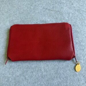 St. Thomas Red Cowhide Leather Travel Pouch Storage‎ Organizer 2 Pocket Zip Side
